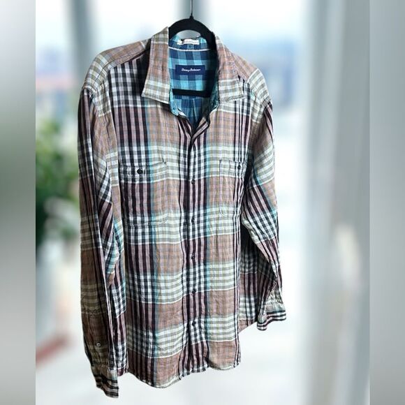 TOMMY BAHAMA Winter Plaid Flannel Long sleeve Button Down shirt- Size XL - Picture 14 of 15
